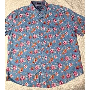 Charleston Threads Button Down Shirt Mens XXL Blue Floral Tropical floral